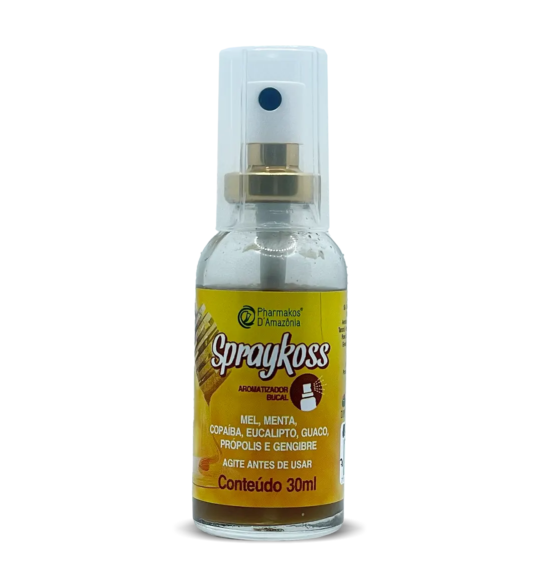 Spraykoss Aromatizador Bucal com Mel, Própolis, Copaíba, Eucalipto, Guaco e Gengibre (30ml)