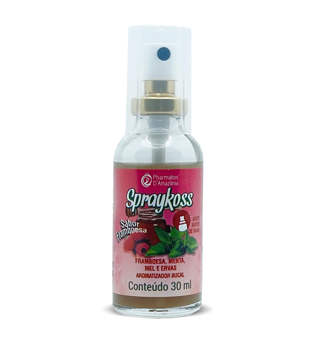 Spraykoss Aromatizador Bucal Sabor Framboesa com Mel e Ervas (30ml)