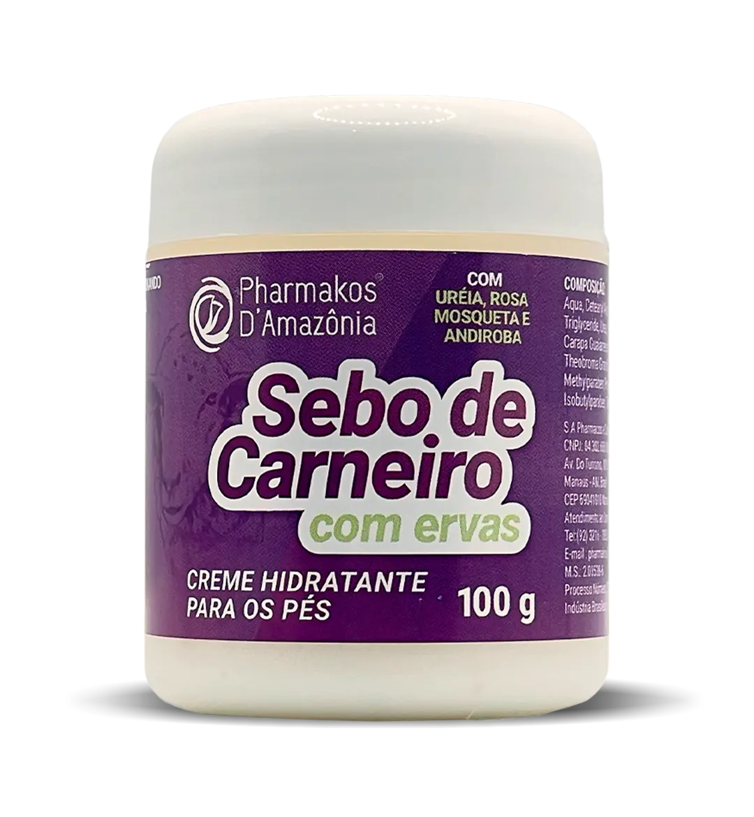 Sebo de Carneiro com Ureia, Rosa Mosqueta e Andiroba | Creme Hidratante para os Pés | Pharmakos (100g)